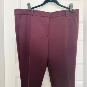 Ann Taylor Regal Burgundy Mid Waist Straight Leg Trousers